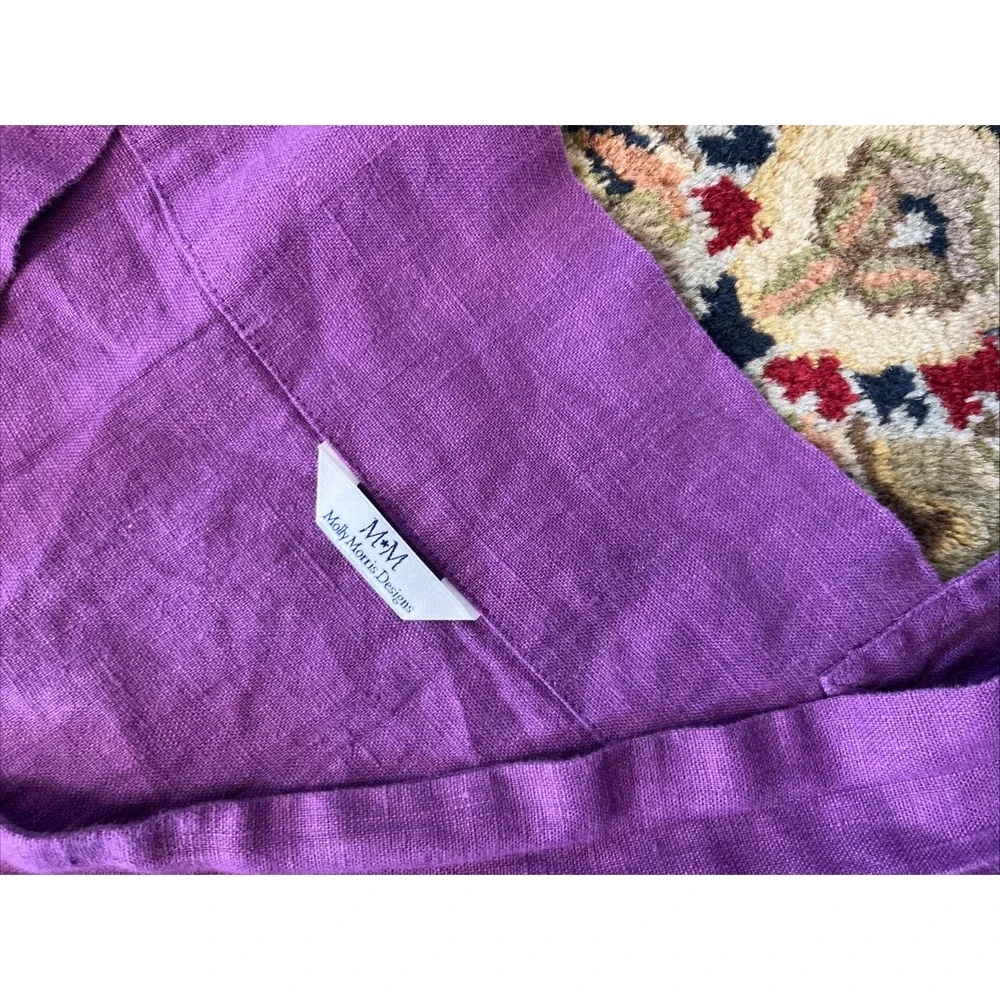 M&M 100% Linen Cross Back Smock Apron One Size Purple Molly Morris Design $100
